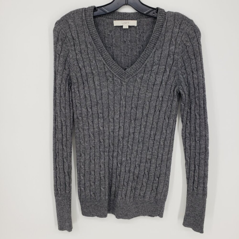 LOFT‎ Metallic Cable Knit Sweater
